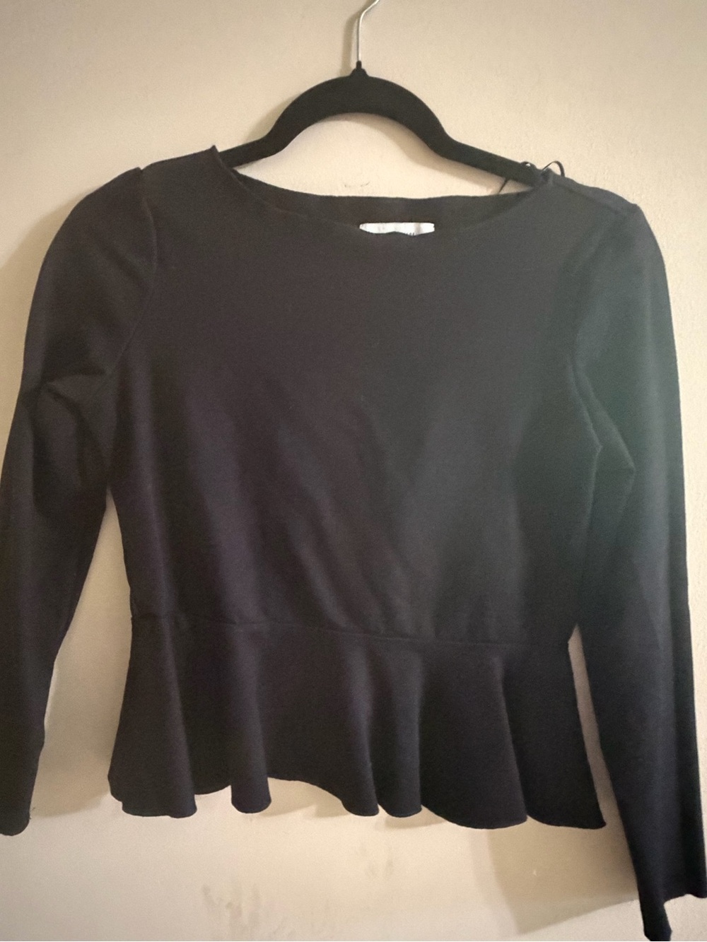 Jason Wu Black Long-Sleeve Peplum Top